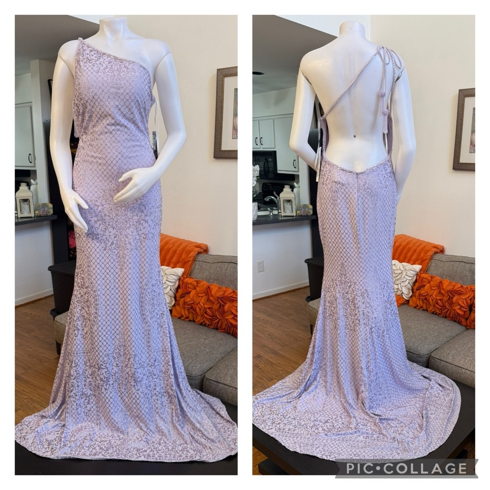❣️🆕Jovani 06734 Lilac One shoulder Bodycon Jersey Full Length Gown❣️